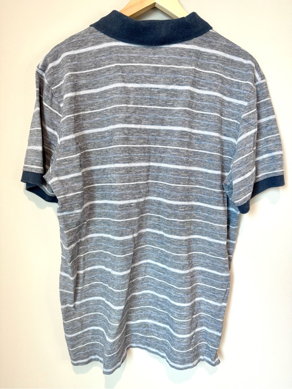 Brooks Brothers Men's Gray Striped Polo with Navy Trim Slim Fit XL - Picture 4 of 4
